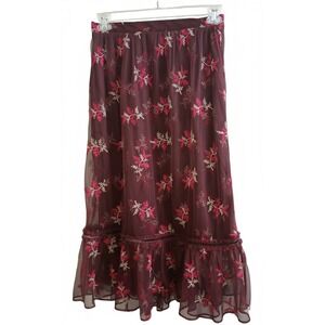 Sundance Skirt Embroidered Floral Aster Bloom Mesh Overlay Pull On Fairy Whimsy